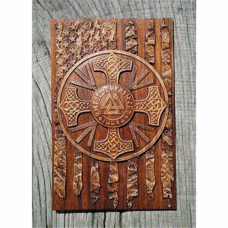 OlegWoodArt American Vintage Collection American Flag Walknut Viking Plaques Decor Art Norse Thor Odin Wood Picture Pagan Gods Carving Heathen Asatru Celtic Norse Rune Wall Hanging 4 OlegWoodArt American Vintage Collection American Flag Walknut Viking Plaques Decor Art Norse Thor Odin Wood Picture Pagan Gods Carving Heathen Asatru Celtic Norse Rune Wall Hanging