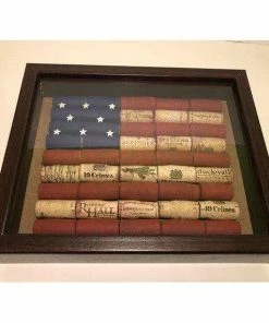 LBPhoenixDesigns American Flag Wine Cork Shadowbox, Rustic Decor, Memorial Day, 4th Of July, Farmhouse Decor