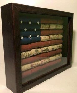 LBPhoenixDesigns American Flag Wine Cork Shadowbox, Rustic Decor, Memorial Day, 4th Of July, Farmhouse Decor