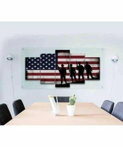 Online American Store Wall Decor & Art American Flag With Soldiers - Army Rangers- Military Art- Rustic American Flag- Patriotic Wall Art- Navy Seals- Army Wall Decor- US Marines