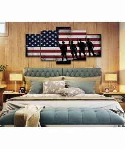 Online American Store Wall Decor & Art American Flag With Soldiers - Army Rangers- Military Art- Rustic American Flag- Patriotic Wall Art- Navy Seals- Army Wall Decor- US Marines