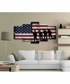 Online American Store Wall Decor & Art American Flag With Soldiers - Army Rangers- Military Art- Rustic American Flag- Patriotic Wall Art- Navy Seals- Army Wall Decor- US Marines