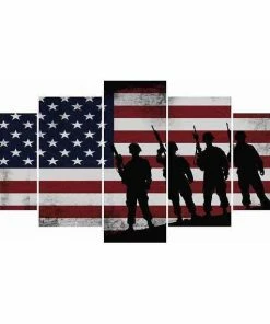 Online American Store Wall Decor & Art American Flag With Soldiers - Army Rangers- Military Art- Rustic American Flag- Patriotic Wall Art- Navy Seals- Army Wall Decor- US Marines