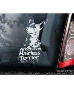 Stickerinternational American Hairless Terrier On Board - Car Window Sticker - AHT Dog Sign Decal Gift - V01