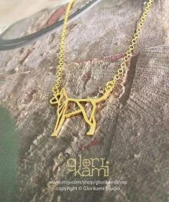 Glorikami American Hairless Terrier, Dog Necklace, Origami Necklace, Gold Plated Necklace, Dog Memorial, Original Design, Pet Lover, Pet Gift
