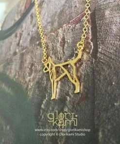 Glorikami American Hairless Terrier, Dog Necklace, Origami Necklace, Gold Plated Necklace, Dog Memorial, Original Design, Pet Lover, Pet Gift