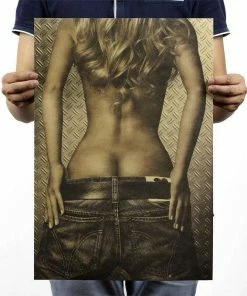 Seasonstorm Stationery Store Wall Decor & Art American Sexy Girl Nostalgic Vintage Kraft Paper Classic Movie Map Poster Home Decor Garage Wall Decor Art Retro Prints Post It