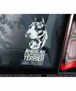 Stickerinternational American Staffordshire Terrier On Board - Car Window Sticker - Staffie Staffy Bull Dog Sign Decal Gift - V12