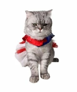 Smile365 American Style Red Blue Stripe Star Pet Cat Dog Costume Cosplay Perform Cloth Cloak Birthday Party Gift Pet Supplies