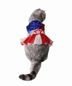 Smile365 American Style Red Blue Stripe Star Pet Cat Dog Costume Cosplay Perform Cloth Cloak Birthday Party Gift Pet Supplies
