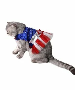 Smile365 American Style Red Blue Stripe Star Pet Cat Dog Costume Cosplay Perform Cloth Cloak Birthday Party Gift Pet Supplies