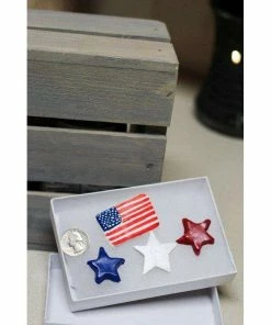 The American Store AMERICANA Letter Board Ornaments (Pack Of 4- 3 Stars And 1 American Flag) / Felt Letter Board Accessories / Home Decor