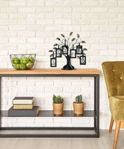 Wall Decor & Art Americanflat Bronze Family Tree Frame With 6 Hanging Picture Frames Each Sized 2" X 3" With Adjustable Ribbon Tassels 12 Wall Decor & Art Americanflat Bronze Family Tree Frame With 6 Hanging Picture Frames Each Sized 2