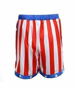 AMNPOLEN Adult Mens American Flag Boxing Satin Shorts Trunk Costume Mens Clothing