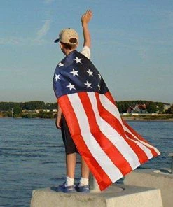 Online American Store AMNPOLEN American Flag Costume Cape USA Patriotic Flag Cloak For Adult Men Women Child Clothing Accessories
