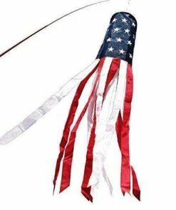 Online American Store Anley 40 Inch American US Flag Windsock, Stars & Stripes USA Patriotic Decorations - Embroidered Stars And Fade Resistant - 3.3 Feet