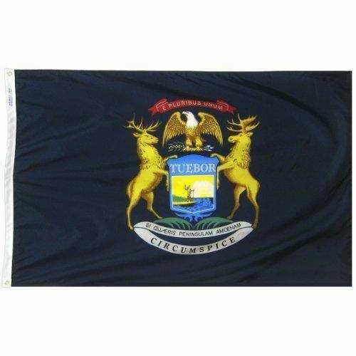 Flags & Banner Annin Flagmakers Model 142660 Michigan State Flag 3x5 Ft. Nylon SolarGuard Nyl-Glo 100% Made In USA To Official State Design Specifications. 3 Flags & Banner Annin Flagmakers Model 142660 Michigan State Flag 3x5 Ft. Nylon SolarGuard Nyl-Glo 100% Made In USA To Official State Design Specifications.