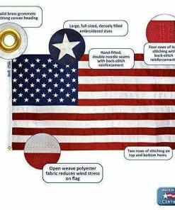 The American Store Annin Flagmakers Model 2740 American Flag 6x10 Ft. Tough-Tex The Strongest, Longest Lasting Flag, 100% Made In USA With Sewn Stripes, Embroidered Stars And Brass Grommets.