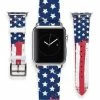 Online American Store Accessories Apple Watch Band 38 USA Leather Wristband IWatch Band American Flag Print Handmade Watch Strap Long Band Short Band Strap 38mm 42mm YD0021