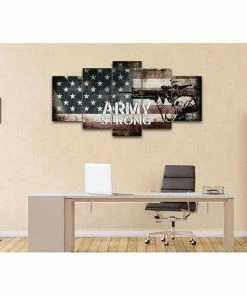 Online American Store Army Strong Quote On American Flag With Soldiers - Army Rangers- Military Art- Navy Seals- Army Wall Decor- US Marines-