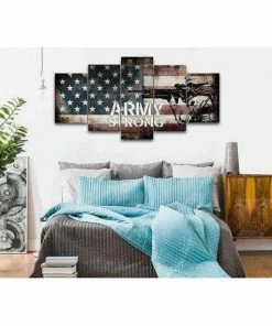Online American Store Army Strong Quote On American Flag With Soldiers - Army Rangers- Military Art- Navy Seals- Army Wall Decor- US Marines-