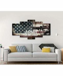 Online American Store Army Strong Quote On American Flag With Soldiers - Army Rangers- Military Art- Navy Seals- Army Wall Decor- US Marines-