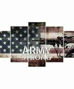 Online American Store Army Strong Quote On American Flag With Soldiers - Army Rangers- Military Art- Navy Seals- Army Wall Decor- US Marines-