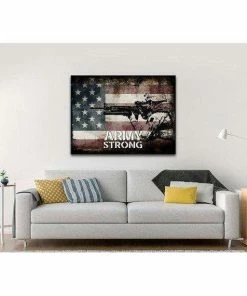 Online American Store Army Strong Quote On American Flag With Soldiers - Army Rangers- Military Art- Navy Seals- Army Wall Decor- US Marines-