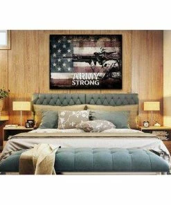 Online American Store Army Strong Quote On American Flag With Soldiers - Army Rangers- Military Art- Navy Seals- Army Wall Decor- US Marines-