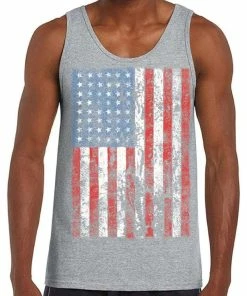 The American Store Awkwardstyles Men's American Flag Distressed Tank Top 4th July Tank + Bookmark Mens Clothing