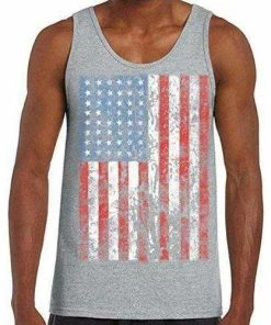 The American Store Awkwardstyles Men's American Flag Distressed Tank Top 4th July Tank + Bookmark Mens Clothing