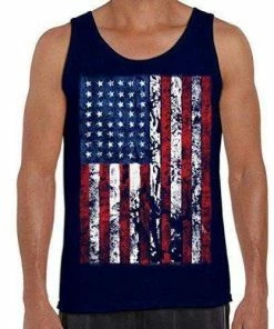 The American Store Awkwardstyles Men's American Flag Distressed Tank Top 4th July Tank + Bookmark Mens Clothing