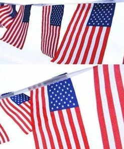 The American Store AZOWA 2 Pcs American Flag Pennant Banner On A String US Flag Streamers Bunting Decroration For 4th Of July Patriotic Theme Party Supplies