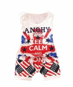 Onlineamericanstore Baby Boy Clothes American Flag Star Print 2017 Fashion Kids Clothes Sleeveless T-shirt+Pants 2pcs Outfit Set Summer Baby Clothes