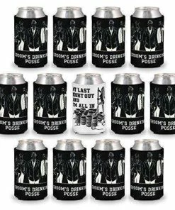 Amazing Night Productions Casual Glasses Bachelor Beer Coolies - 13 Total -