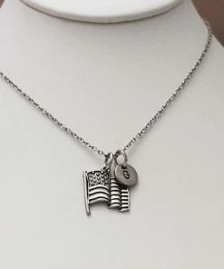 Toodaughters Clothing Accessories Best Friend Necklace, American Flag Necklace, Flag Charm, Bff Necklace, Friendship, Sister Necklace, Friends, Personalized, Initial Charm