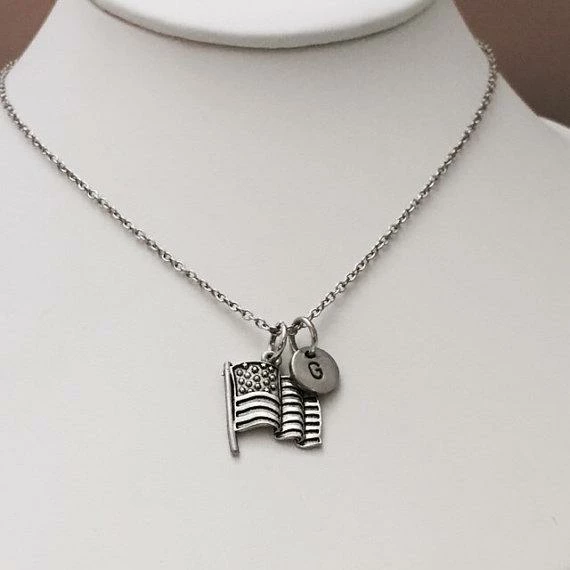 Toodaughters Clothing Accessories Best Friend Necklace, American Flag Necklace, Flag Charm, Bff Necklace, Friendship, Sister Necklace, Friends, Personalized, Initial Charm 4 Toodaughters Clothing Accessories Best Friend Necklace, American Flag Necklace, Flag Charm, Bff Necklace, Friendship, Sister Necklace, Friends, Personalized, Initial Charm