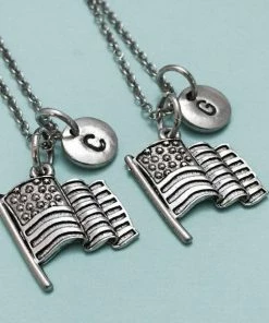 Toodaughters Clothing Accessories Best Friend Necklace, American Flag Necklace, Flag Charm, Bff Necklace, Friendship, Sister Necklace, Friends, Personalized, Initial Charm 10 Toodaughters Clothing Accessories Best Friend Necklace, American Flag Necklace, Flag Charm, Bff Necklace, Friendship, Sister Necklace, Friends, Personalized, Initial Charm
