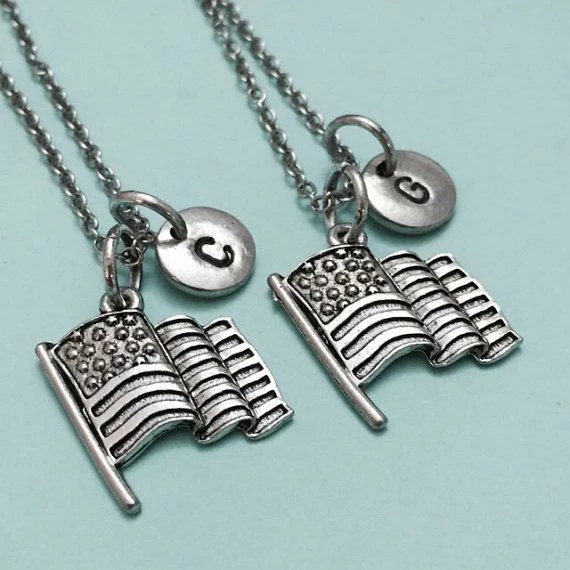 Toodaughters Clothing Accessories Best Friend Necklace, American Flag Necklace, Flag Charm, Bff Necklace, Friendship, Sister Necklace, Friends, Personalized, Initial Charm 6 Toodaughters Clothing Accessories Best Friend Necklace, American Flag Necklace, Flag Charm, Bff Necklace, Friendship, Sister Necklace, Friends, Personalized, Initial Charm