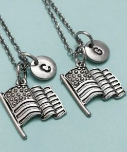 Toodaughters Clothing Accessories Best Friend Necklace, American Flag Necklace, Flag Charm, Bff Necklace, Friendship, Sister Necklace, Friends, Personalized, Initial Charm 11 Toodaughters Clothing Accessories Best Friend Necklace, American Flag Necklace, Flag Charm, Bff Necklace, Friendship, Sister Necklace, Friends, Personalized, Initial Charm