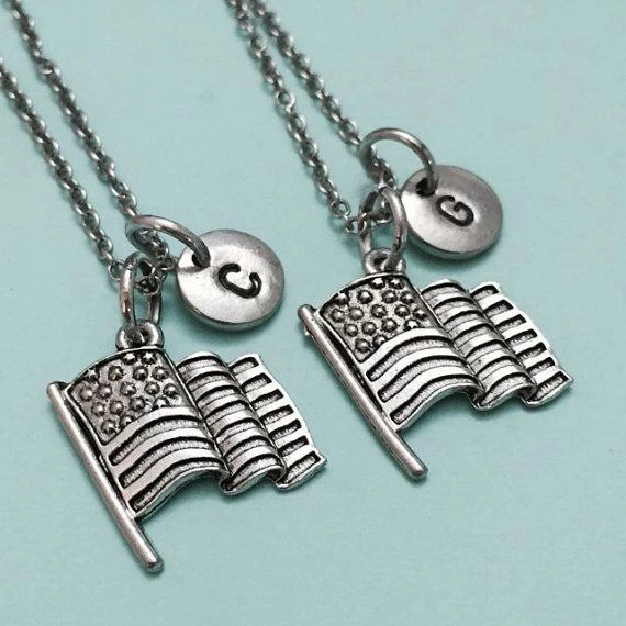 Toodaughters Clothing Accessories Best Friend Necklace, American Flag Necklace, Flag Charm, Bff Necklace, Friendship, Sister Necklace, Friends, Personalized, Initial Charm 7 Toodaughters Clothing Accessories Best Friend Necklace, American Flag Necklace, Flag Charm, Bff Necklace, Friendship, Sister Necklace, Friends, Personalized, Initial Charm