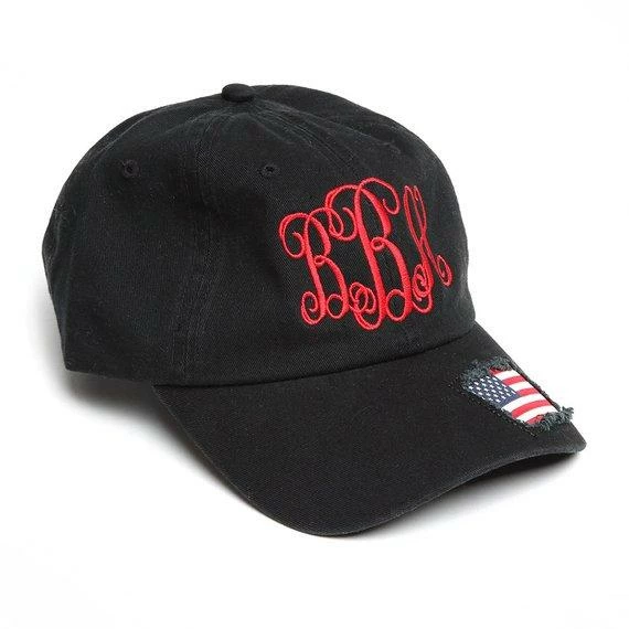PeppermintTwistShop Black Monogram Baseball Hat-Monogram Baseball Cap-Patriotic Hat-Military Gift-American Flag Hat-4th Of July Baseball Cap-Bridesmaid Gift Women Clothing 5 PeppermintTwistShop Black Monogram Baseball Hat-Monogram Baseball Cap-Patriotic Hat-Military Gift-American Flag Hat-4th Of July Baseball Cap-Bridesmaid Gift Women Clothing