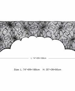 Our Warm Store Black Spider Fireplace Mantel Scarf Halloween Decorations For Home Horror Halloween Decoration Party Supplies 188*90cm