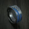 The American Store Gift Collection Black Zirconium And Cerakote American Thin Blue Line Flag Custom Made United States Police Ring