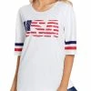 Blossil Women's Casual Scoop Neck Half Sleeve Graphic Flag T Shirt Top Tee Women Clothing