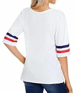 Blossil Women's Casual Scoop Neck Half Sleeve Graphic Flag T Shirt Top Tee Women Clothing