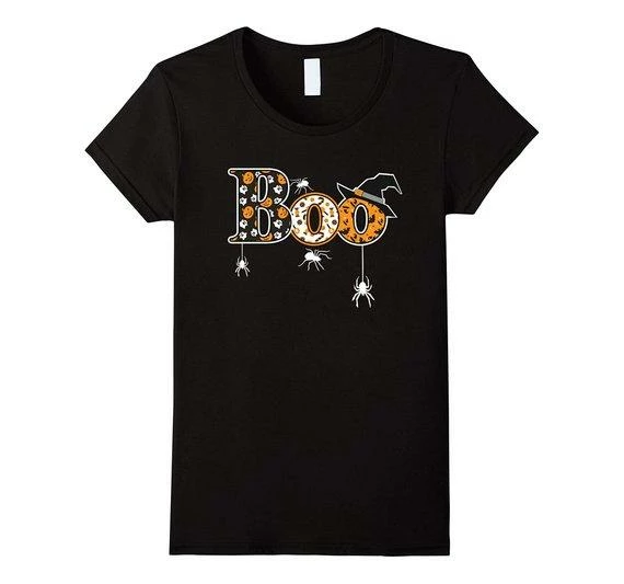 FredGreeneDesign Boo Halloween T-Shirt With Spiders And Witch Hat Halloween Clothing 3 FredGreeneDesign Boo Halloween T-Shirt With Spiders And Witch Hat Halloween Clothing