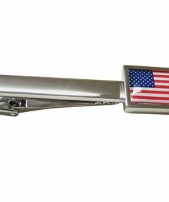 AvantGardeDesign Bordered USA American Flag Square Tie Clips Accessories
