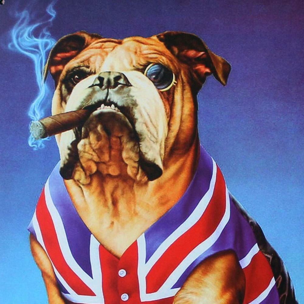 Yvevon Store Pets BULLDOG AND SMOKING CIGAR Metal Puppy Plaque Rustic Pet Sign For DOG Art Decor On Wall In Hotel Bar Pub School LJ6-2 20x30cm B1 28 Yvevon Store Pets BULLDOG AND SMOKING CIGAR Metal Puppy Plaque Rustic Pet Sign For DOG Art Decor On Wall In Hotel Bar Pub School LJ6-2 20x30cm B1