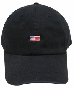 CapsuleDesignShop Sports Accessories Capsule Design Small American Flag Cotton Baseball Dad Cap Black